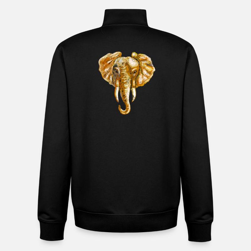 Éléphant - Sweat zippé unisexe en coton bio Stanley/Stella - noir