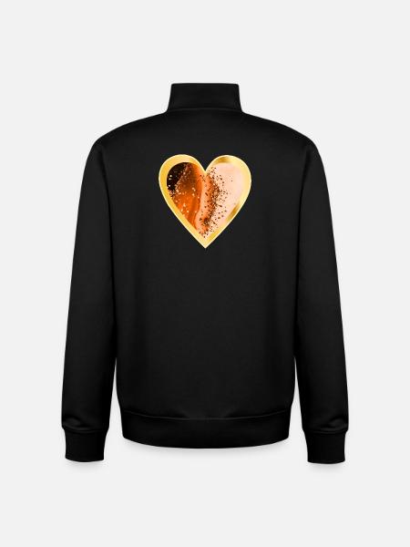HEART LOVE ORANGE - Unisex Organic Zip Sweatshirt by Stanley/Stella - black