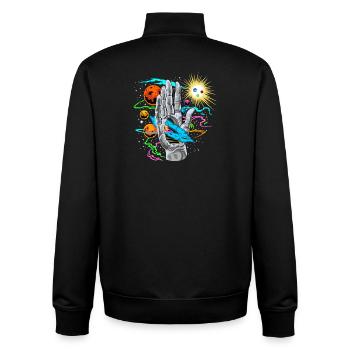 Main Cosmique avec Orbites Planétaires - Sweat zippé unisexe en coton bio Stanley/Stella - noir - Dos - AI Model Male 185 light (185cm)