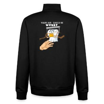Toilet Roll Emergency your job could be worse  - Unisex Organic Zip Sweatshirt by Stanley/Stella - black - Back - AI Model Male 185 light (185cm)