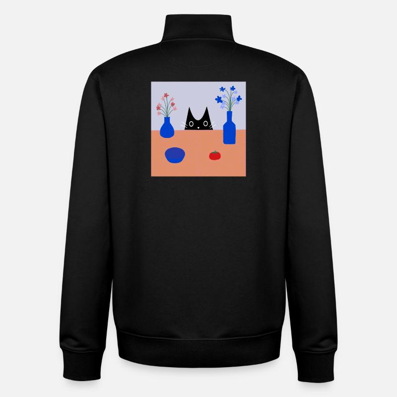 Judas Chat Ludique Motif Fleur - Sweat zippé unisexe en coton bio Stanley/Stella - noir