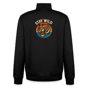Stay Wild Retro Tigerkopf - Unisex Organic Zip Sweatshirt von Stanley/Stella - Schwarz - Hinten - AI Model Male 185 light (185cm)