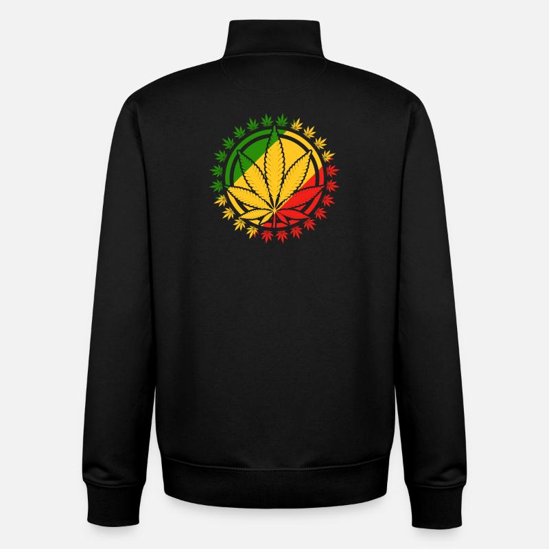 Rasta Inspired Cannabis Leaf Design - Unisex Organic Zip Sweatshirt by Stanley/Stella - black