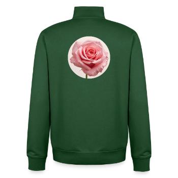 Delicate rose blossom with water drops - Unisex Organic Zip Sweatshirt by Stanley/Stella - bottle green - Back - AI Model Male 185 dark (185cm)