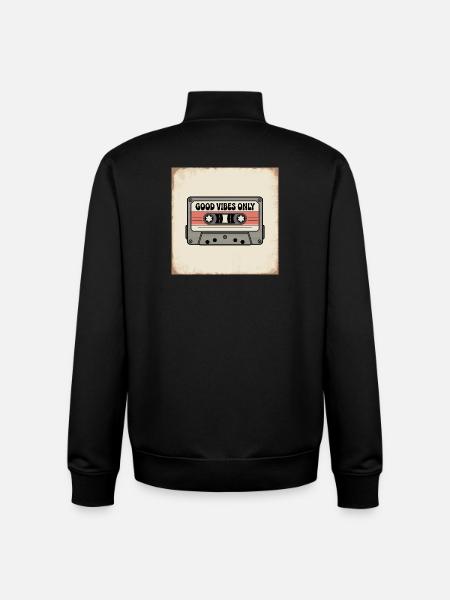 Cassette with inscription - Unisex Organic Zip Sweatshirt by Stanley/Stella - black