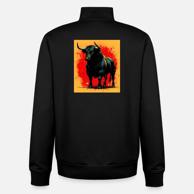 taureau - Sweat zippé unisexe en coton bio Stanley/Stella - noir