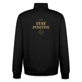 Stay positive - Unisex Organic Zip Sweatshirt by Stanley/Stella - black - Back - AI Model Male 185 light (185cm)
