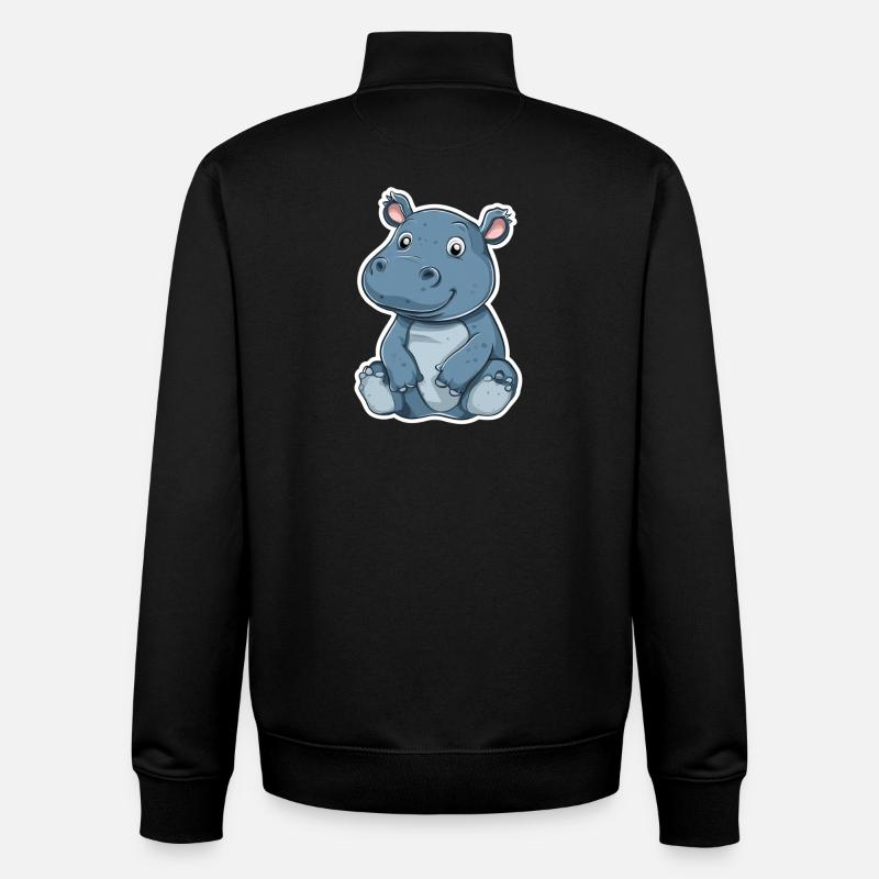 Hippopotame - Sweat zippé unisexe en coton bio Stanley/Stella - noir