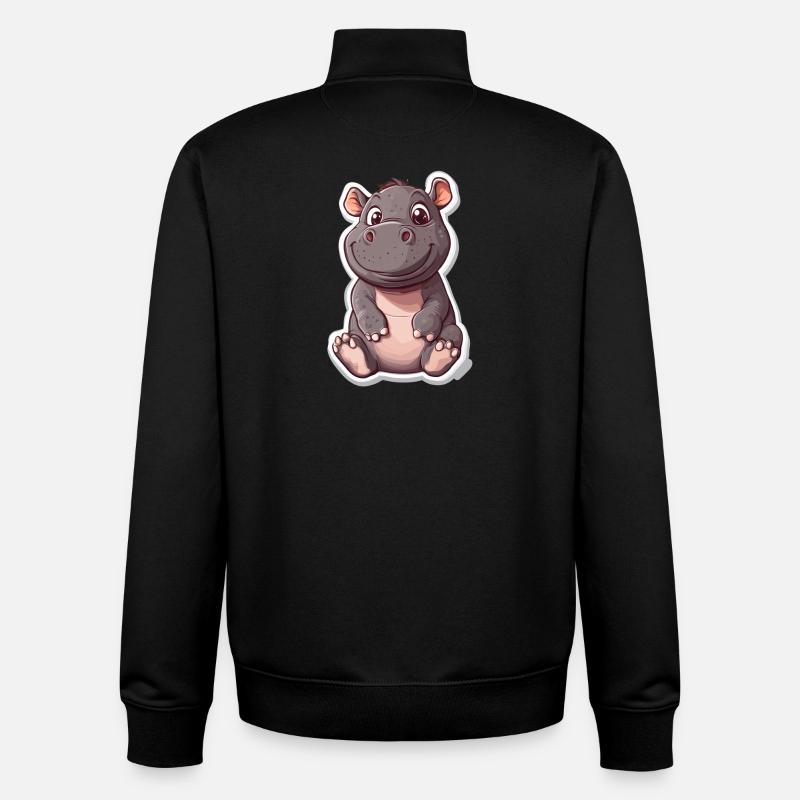Hippopotame - Sweat zippé unisexe en coton bio Stanley/Stella - noir