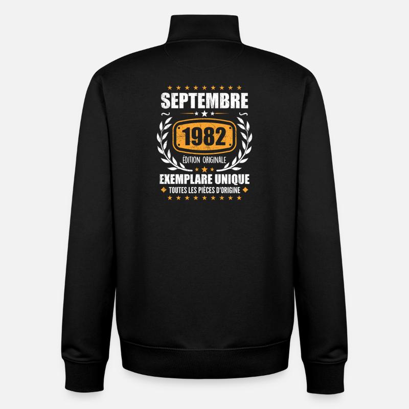 September 1982 Unikat - September 1982 - Unisex Organic Zip Sweatshirt von Stanley/Stella - Schwarz