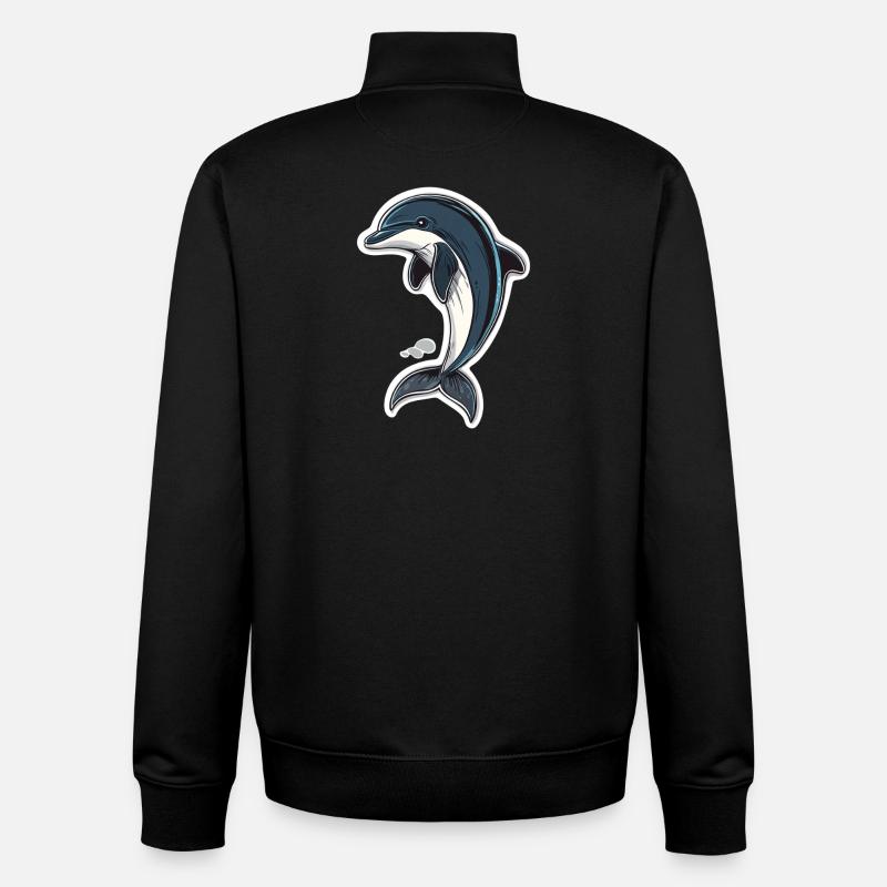 Dauphin - Sweat zippé unisexe en coton bio Stanley/Stella - noir