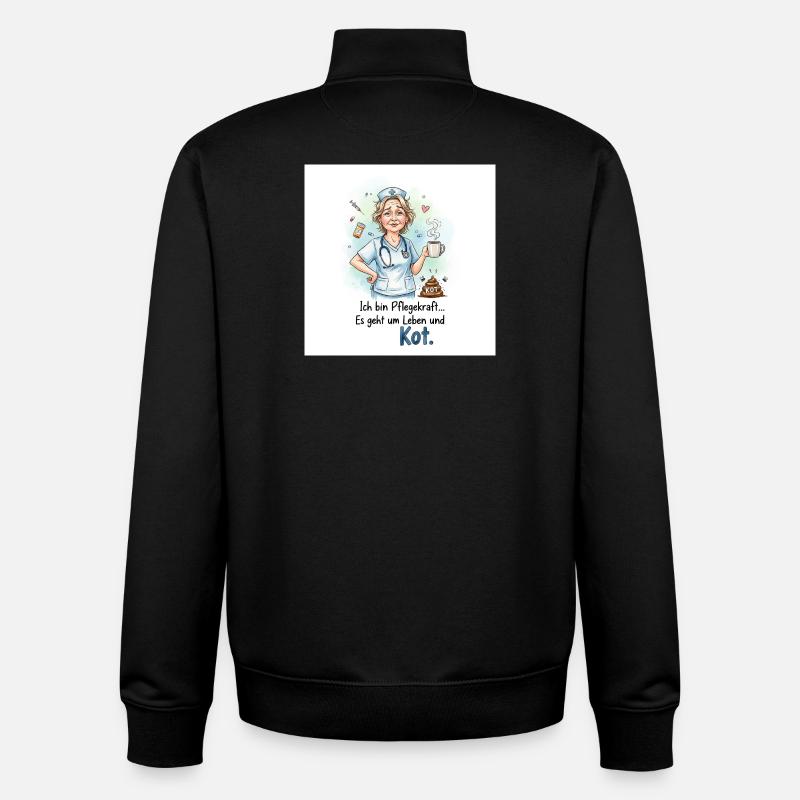 Soignant Design Humoristique Avec Café - Sweat zippé unisexe en coton bio Stanley/Stella - noir