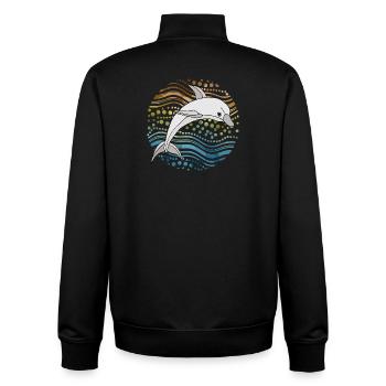 Dauphin dans des vagues abstraites - Sweat zippé unisexe en coton bio Stanley/Stella - noir - Dos - AI Model Male 185 light (185cm)