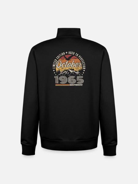 October 1965 Birthday Gift - October 1965 - Unisex Organic Zip Sweatshirt by Stanley/Stella - black