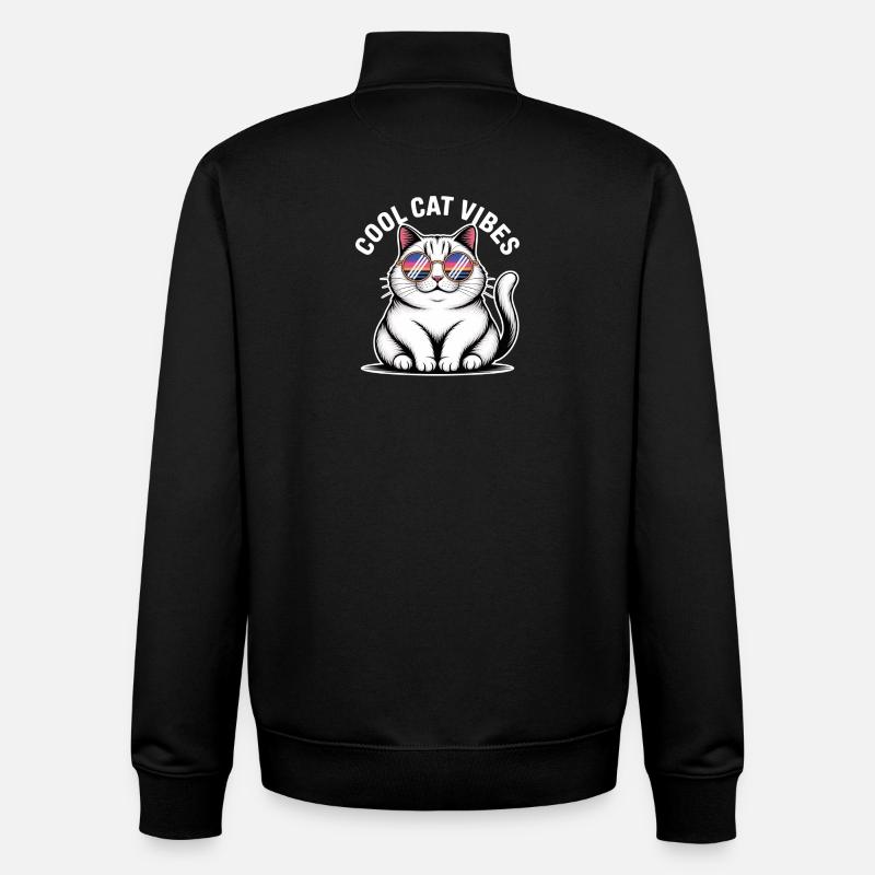 Chat copain avec lunettes Wave - Sweat zippé unisexe en coton bio Stanley/Stella - noir