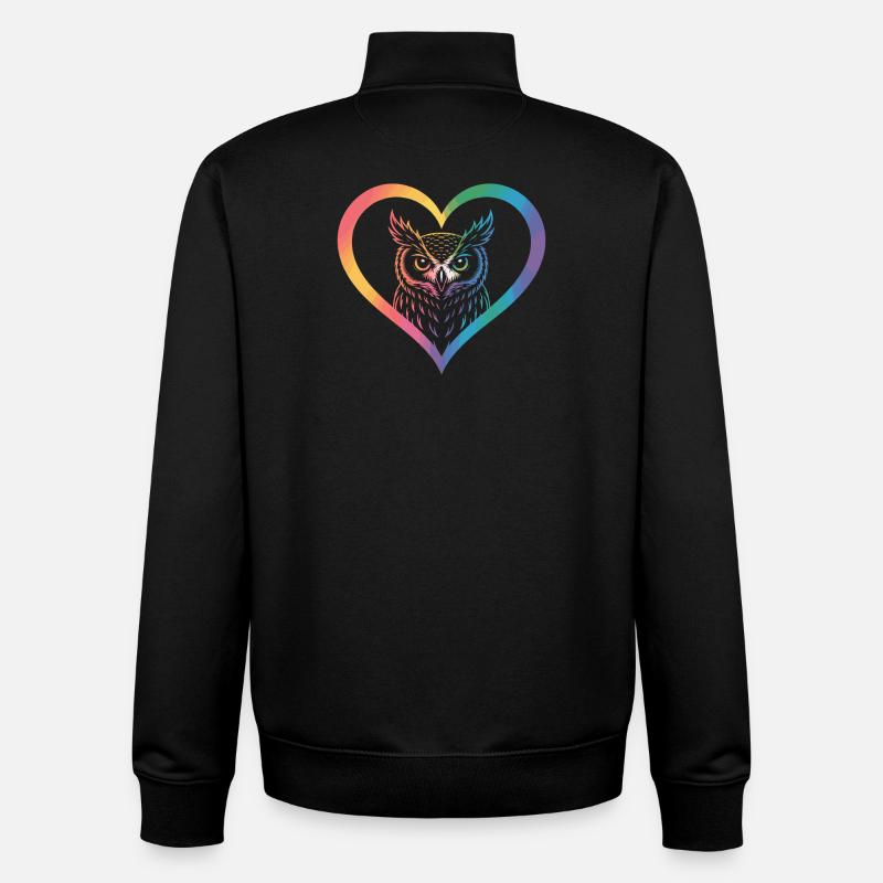 Regenbogen Eulen Herz Design - Unisex Organic Zip Sweatshirt von Stanley/Stella - Schwarz