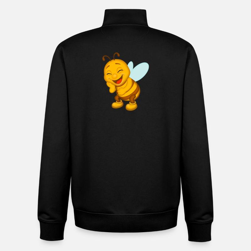 ABEILLE QUI RIT - Sweat zippé unisexe en coton bio Stanley/Stella - noir