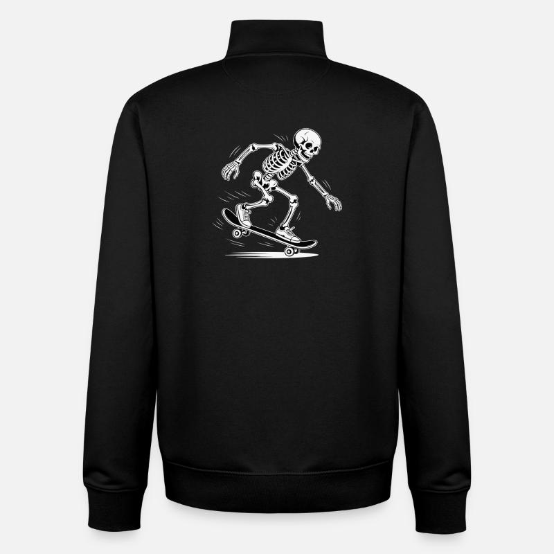 Skull Skeleton Skateboard Design - Unisex Organic Zip Sweatshirt by Stanley/Stella - black