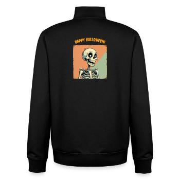 Humorous Halloween Skeleton Print - Unisex Organic Zip Sweatshirt by Stanley/Stella - black - Back - AI Model Male 185 light (185cm)