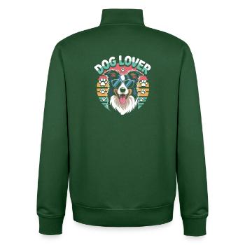 Amoureux des chiens - Sweat zippé unisexe en coton bio Stanley/Stella - vert bouteille - Dos - AI Model Male 185 dark (185cm)
