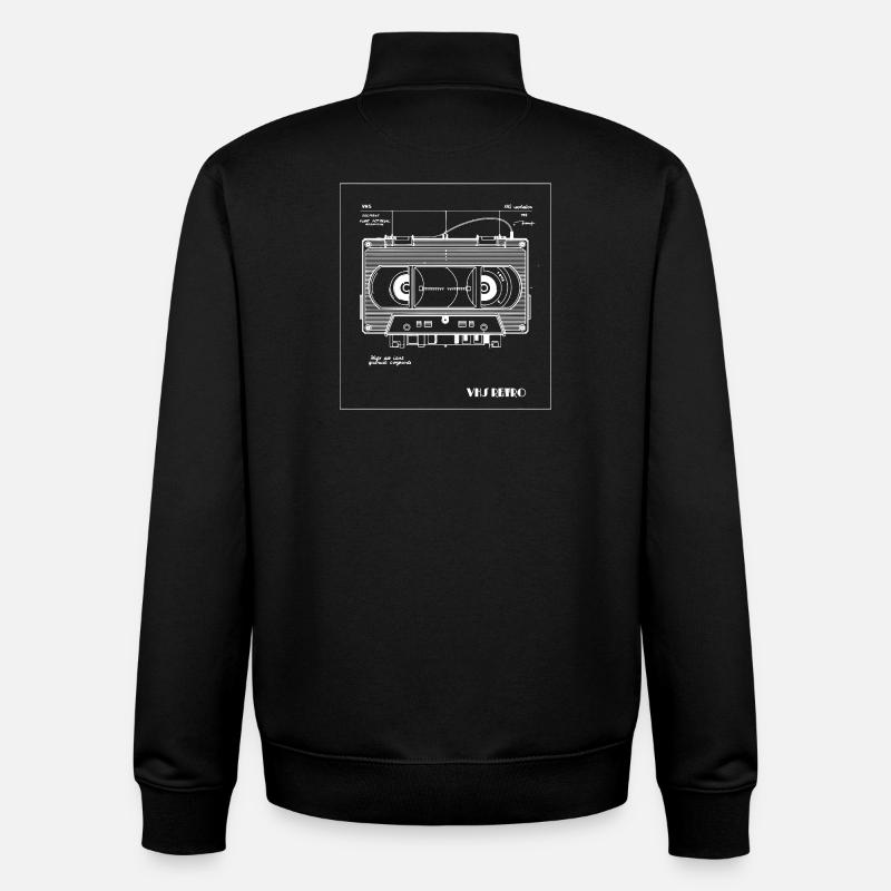 Retro VHS Cassette Tape Illustration - Unisex Organic Zip Sweatshirt by Stanley/Stella - black