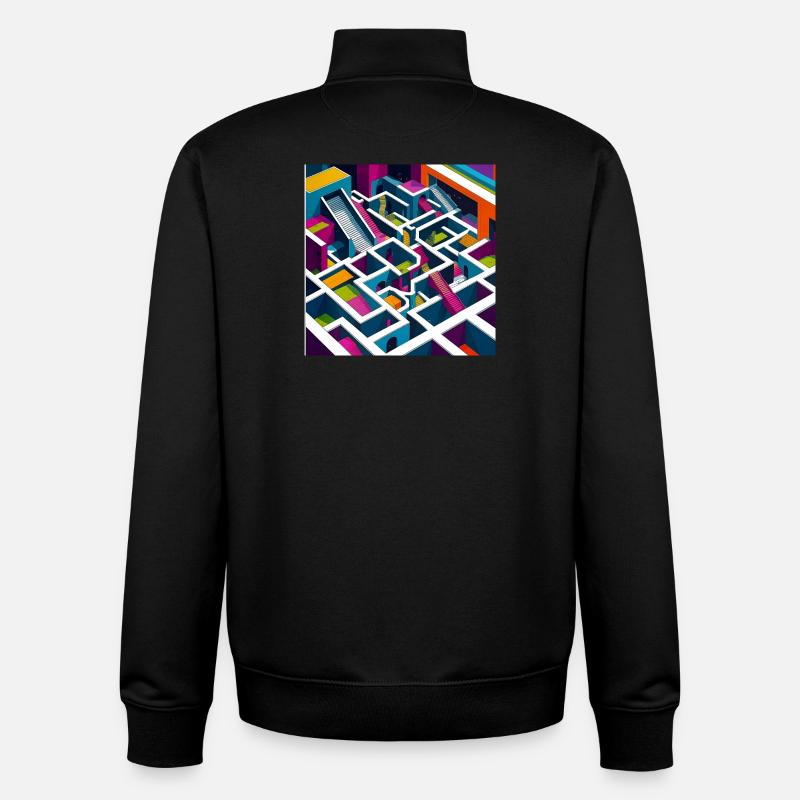 Abstractico Geometrisches Labyrinth - Unisex Organic Zip Sweatshirt von Stanley/Stella - Schwarz