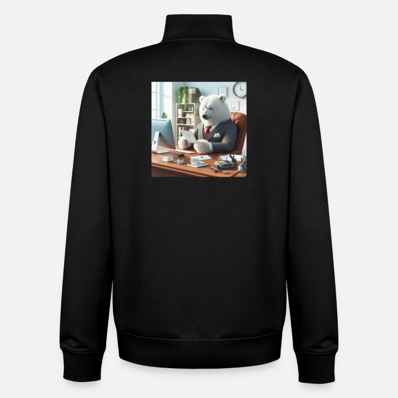 Bear in Chic Business Suit - Unisex Organic Zip Sweatshirt by Stanley/Stella - black