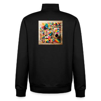 Composition abstraite de formes colorées - Sweat zippé unisexe en coton bio Stanley/Stella - noir - Dos - AI Model Male 185 light (185cm)