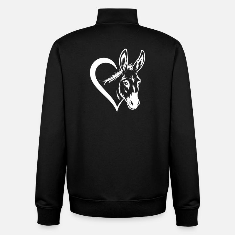 Coeur et âne - Sweat zippé unisexe en coton bio Stanley/Stella - noir