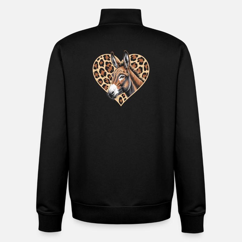 Donkey with a leopard heart - Unisex Organic Zip Sweatshirt by Stanley/Stella - black