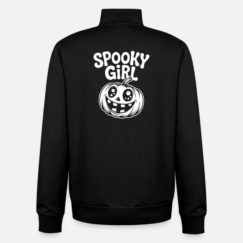 Scary pumpkin skull illustration - Unisex Organic Zip Sweatshirt by Stanley/Stella - black