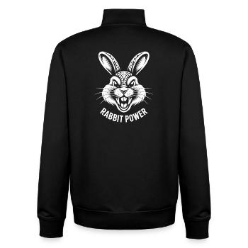 Artistic rabbit design with power slogan - Unisex Organic Zip Sweatshirt by Stanley/Stella - black - Back - AI Model Male 185 light (185cm)