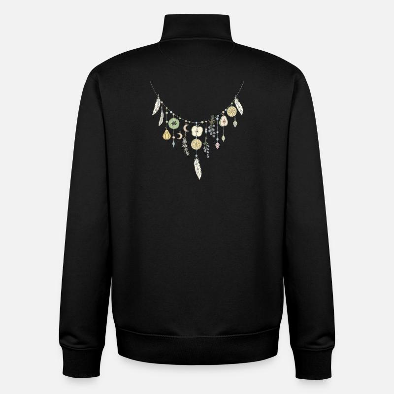 Delicate Fruit and Feather Necklace - Unisex Organic Zip Sweatshirt by Stanley/Stella - black