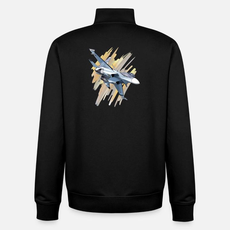 Fighter jet in dynamic design - Unisex Organic Zip Sweatshirt by Stanley/Stella - black