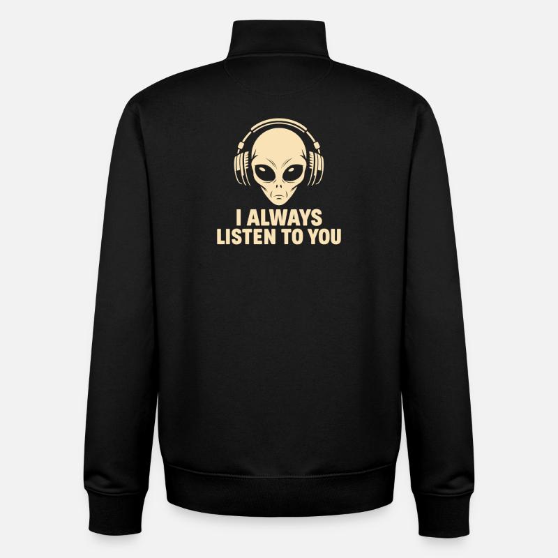 extraterrestre avec des écouteurs - Sweat zippé unisexe en coton bio Stanley/Stella - noir