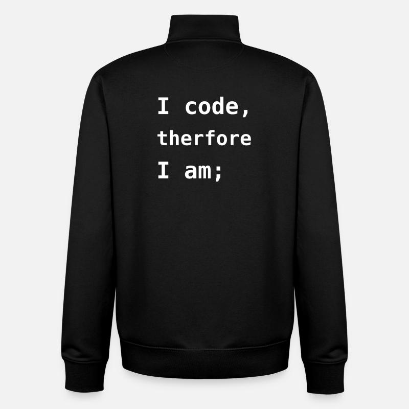 I Code Therefore I Am - Sweat zippé unisexe en coton bio Stanley/Stella - noir