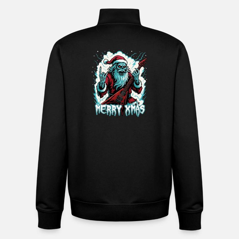 Santa Doom avec guitare électrique - Sweat zippé unisexe en coton bio Stanley/Stella - noir