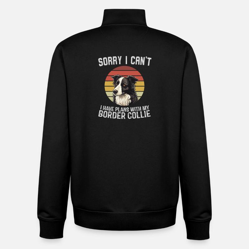 Border Collie Humour Design Rétro - Sweat zippé unisexe en coton bio Stanley/Stella - noir