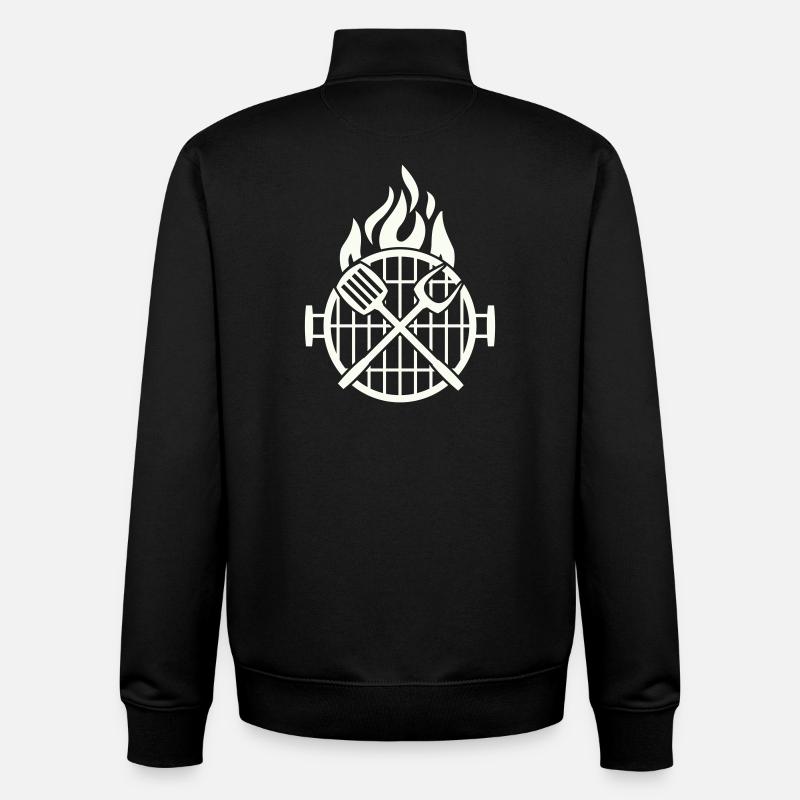 grill_grillzange- - Sweat zippé unisexe en coton bio Stanley/Stella - noir