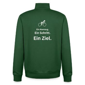 Motivational slogan bicycle everyday life - Unisex Organic Zip Sweatshirt by Stanley/Stella - bottle green - Back - AI Model Male 185 dark (185cm)