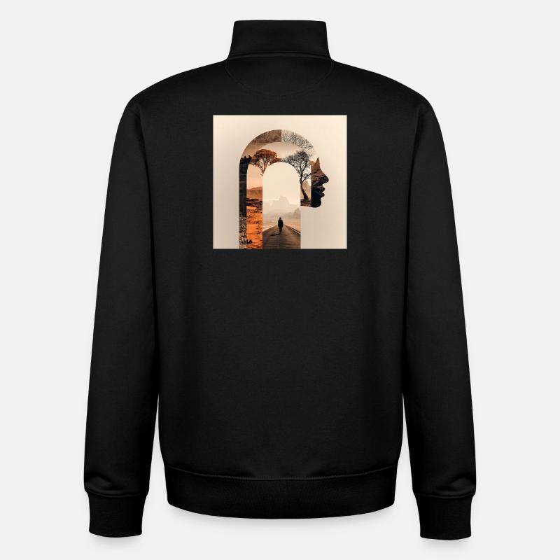 Voyage introspectif avec silhouette nature - Sweat zippé unisexe en coton bio Stanley/Stella - noir