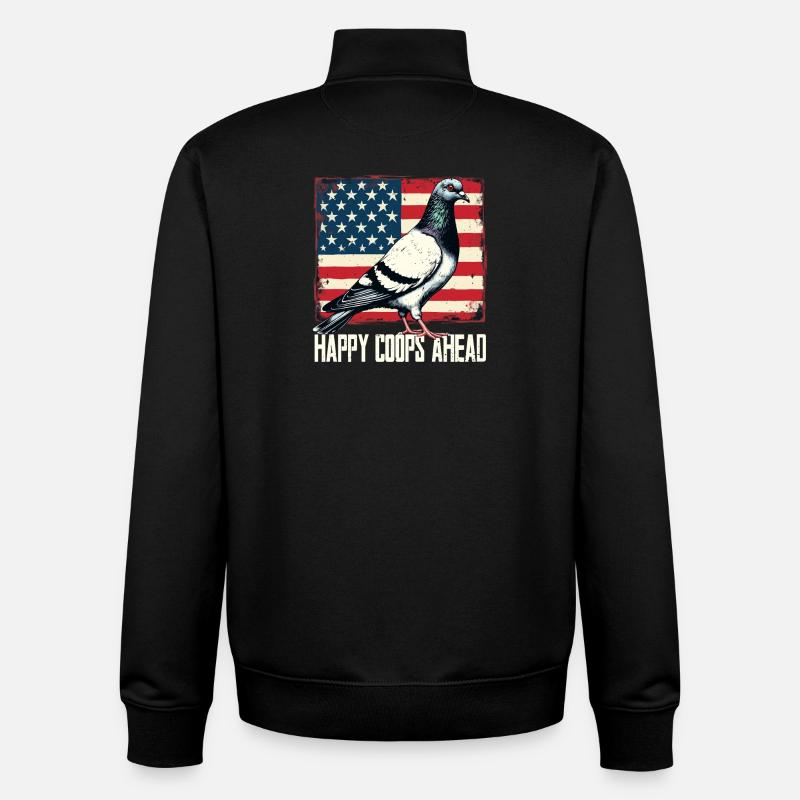 Colombophiles Happy Coops Ahead - Sweat zippé unisexe en coton bio Stanley/Stella - noir