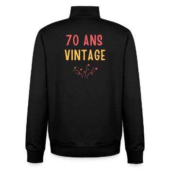 70 ans anniversaire humour vintage - Sweat zippé unisexe en coton bio Stanley/Stella - noir - Dos - AI Model Male 185 light (185cm)