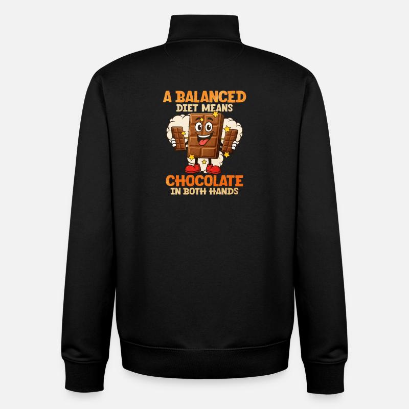 Balanced chocolate motif with comic character - Unisex Organic Zip Sweatshirt by Stanley/Stella - black