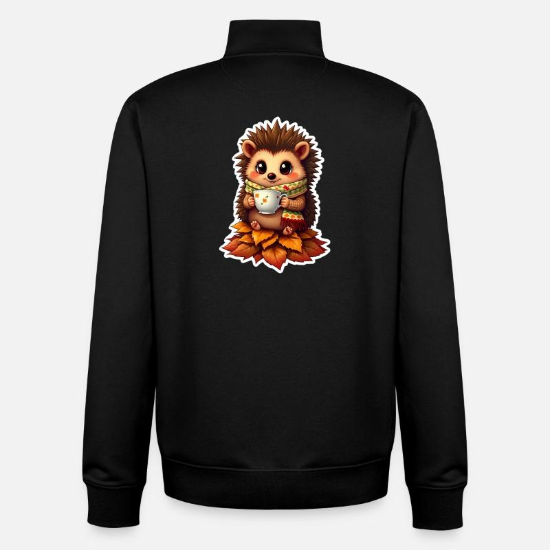Hérisson douillet en automne - Sweat zippé unisexe en coton bio Stanley/Stella - noir