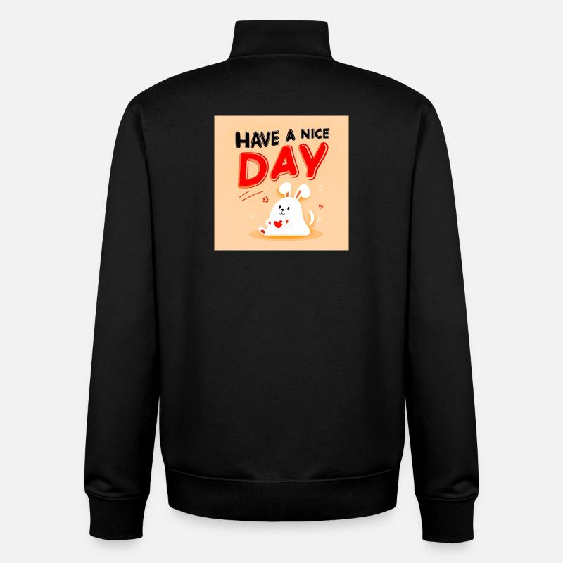 Cute bunny design with positive message - Unisex Organic Zip Sweatshirt by Stanley/Stella - black