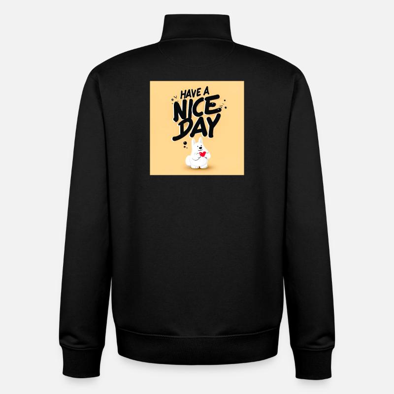 Design Motivation Bonheur Chien - Sweat zippé unisexe en coton bio Stanley/Stella - noir