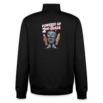 Powered Up For 2nd Grade Robot School - Unisex Organic Zip Sweatshirt by Stanley/Stella - black - Back - AI Model Male 185 light (185cm)