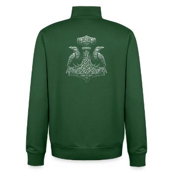 Nordische Raben und Thorhammer Design - Unisex Organic Zip Sweatshirt von Stanley/Stella - Flaschengrün - Hinten - AI Model Male 185 dark (185cm)