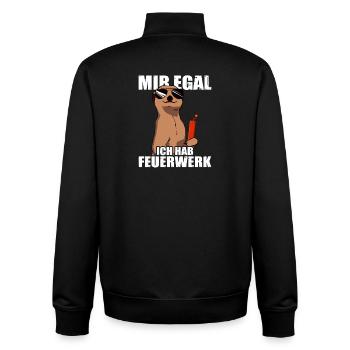 Mir egal ich hab Feuerwerk Pyrotechniker Böllern - Unisex Organic Zip Sweatshirt von Stanley/Stella - Schwarz - Hinten - AI Model Male 185 light (185cm)
